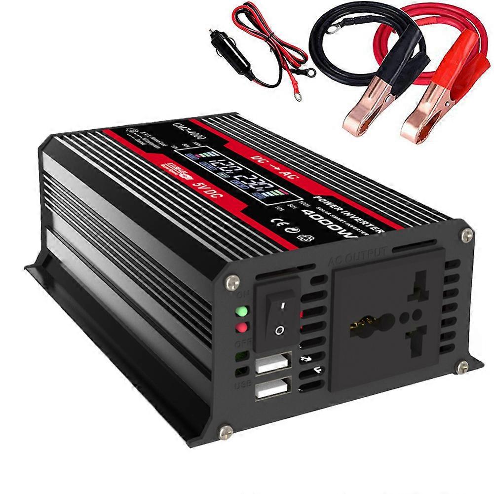 Onduleur de voiture LCD 4000W DC 12V à AC 110V Convertisseur solaire à onde sinusoïdale pure