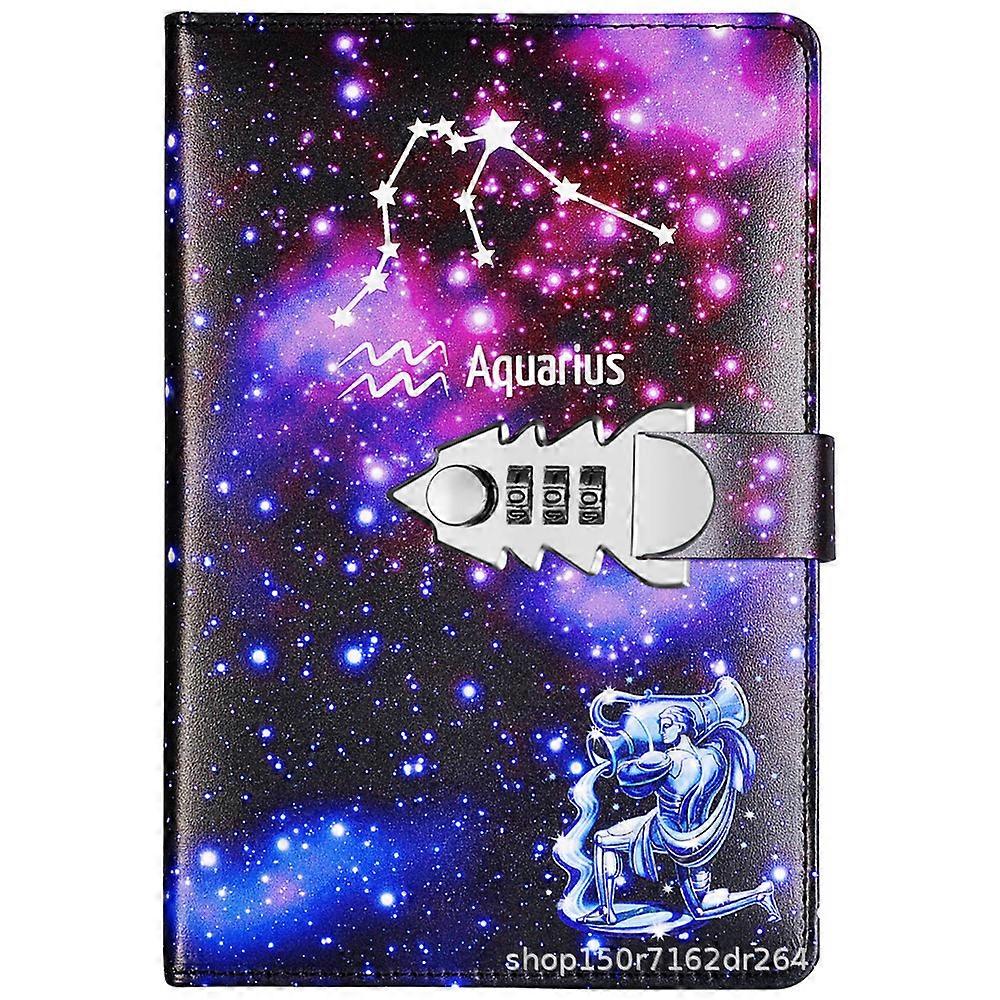 A5 Creative Combination Lock Twelve Constellation Diary Pu Leather Combination Lock Diary With Lock Diary Notepad