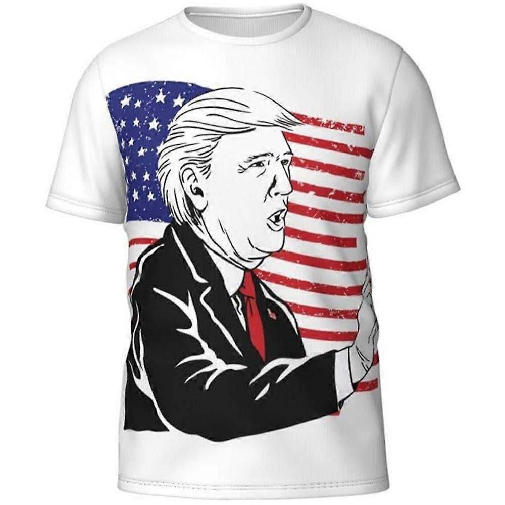 Trump Usa Flag Shirt 3D Pattern Round Neck Short Sleeves Order in bulk