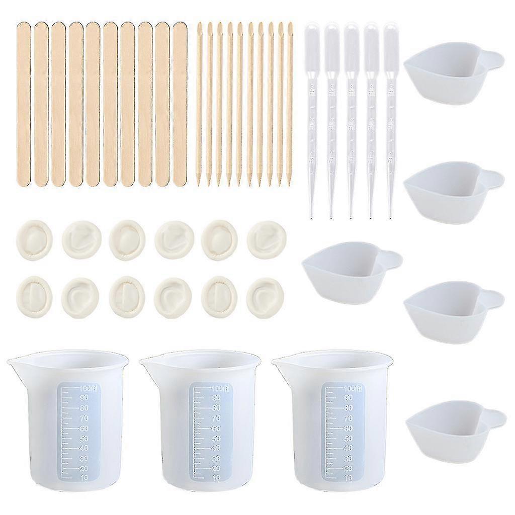 43 Pcs Resin Glue Tools Set Measuring Mixing Cup Dropper Stirring Sticks Finger Cots Uv Epoxy Resin Diy Crafts Tool Kit d’outils