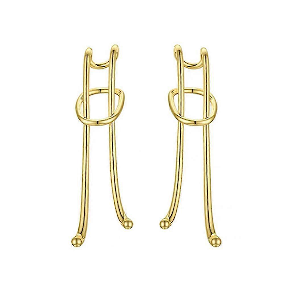 Retro Funky Bright Irregular Long Earrings Without Pierced Ears