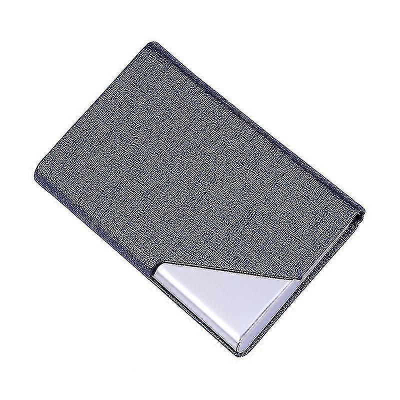 Portable Stainless Steel And Leather Business Name Holder Credit Case Box Organizer (dark Blue)