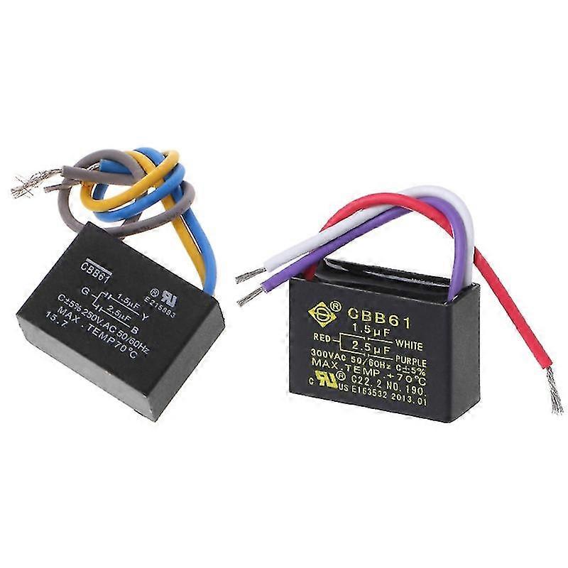 Black Cbb61 1.5uf+2.5uf 3 Wires Ac 250v 50/60hz Capacitor For Ceiling Fan