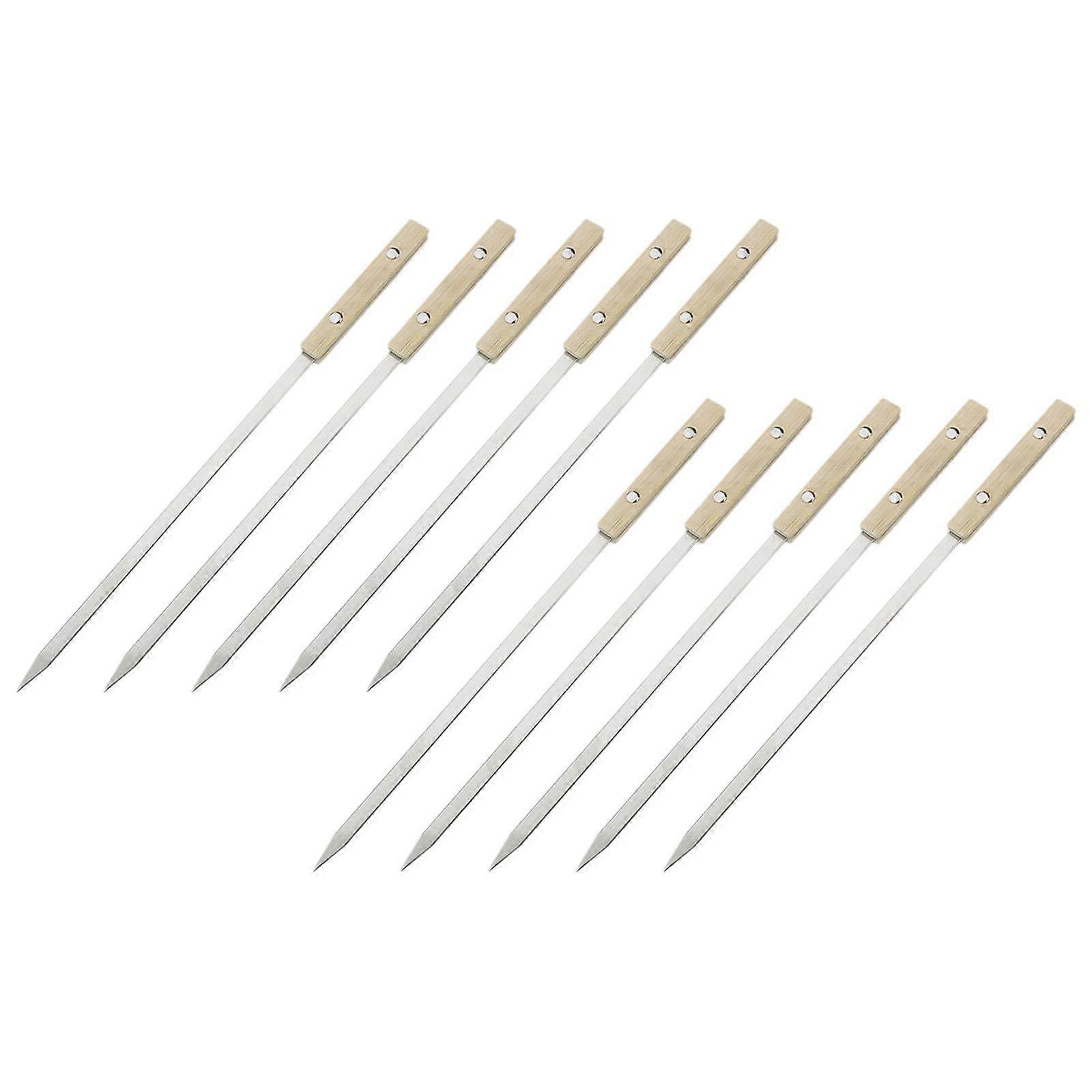 10Pcs Kabob Σουβλάκια Ανοξείδωτο Ατσάλι BBQ Αξεσουάρ για Λουκάνικα Κρέας Χοτ Ντογκ 40cm