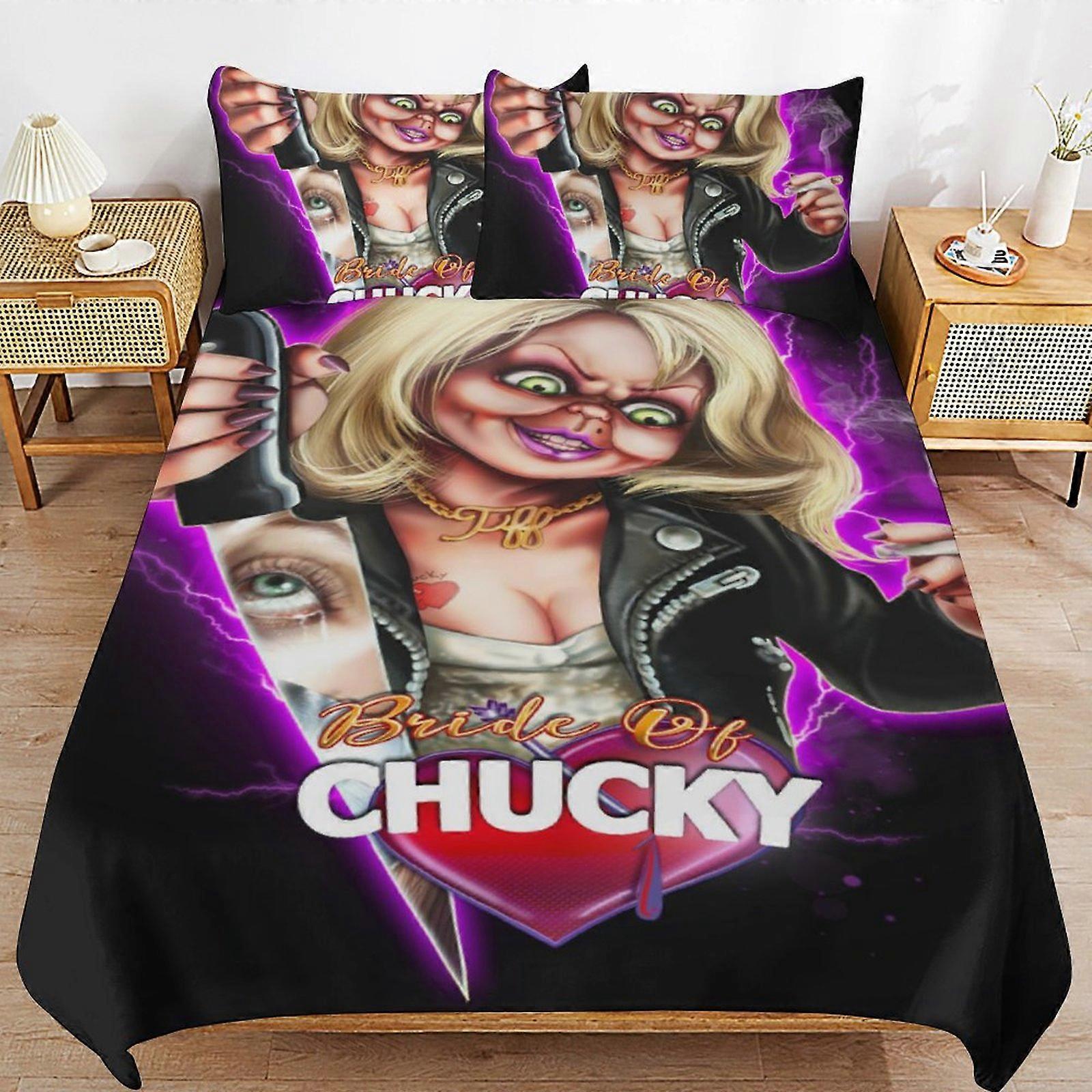 Bäddset WM459 Bride of Chucky Sängkläder Påslakan Bekvämt och lätt tecknat sängkläder 3 delar (Flera storlekar att välja mellan) SW459