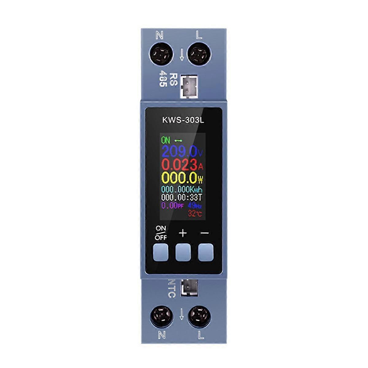 LED Digital Energy Meter Din Rail Mount Voltmeter Ammeter Wattmeter AC 100-290V with RS485 KWh Powe
