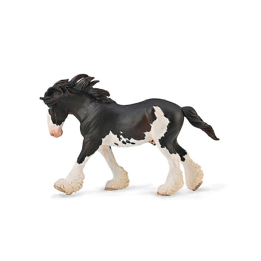 CollectA Clydesdale 种马 (黑色萨比诺) - 手工完成的马人偶