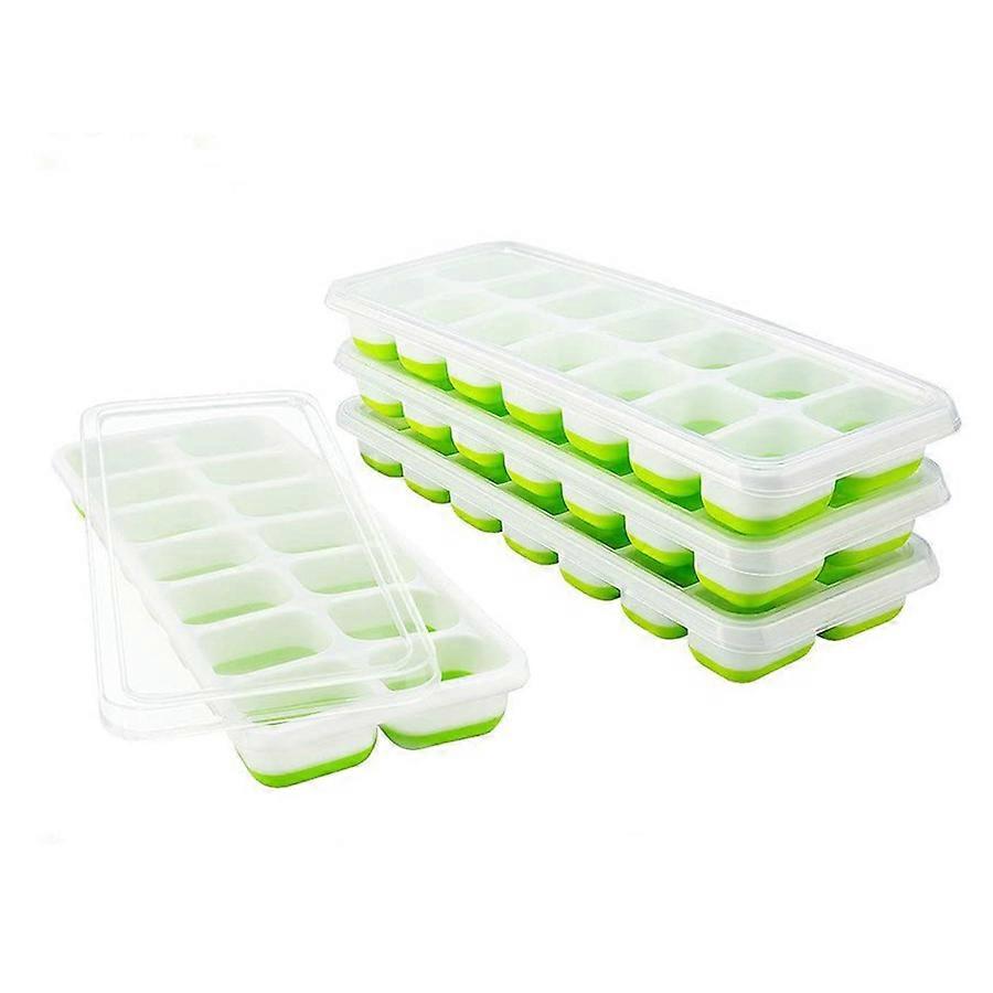4Pcs Silicone Ice Cube Tray with Lid 14 Compartments