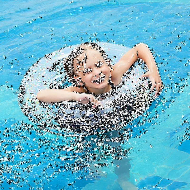 New Inflatable Pvc Children"s Transparent Sequin Swimming Ring