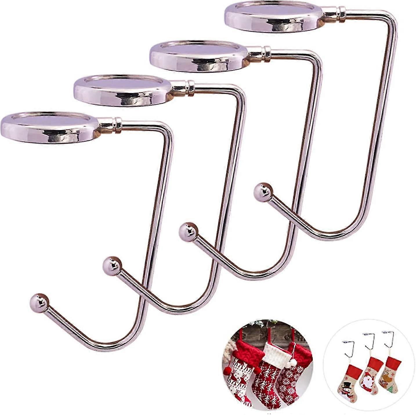 4pcs Christmas Stocking Holders. Christmas Fireplace Stocking Hooks. Christmas