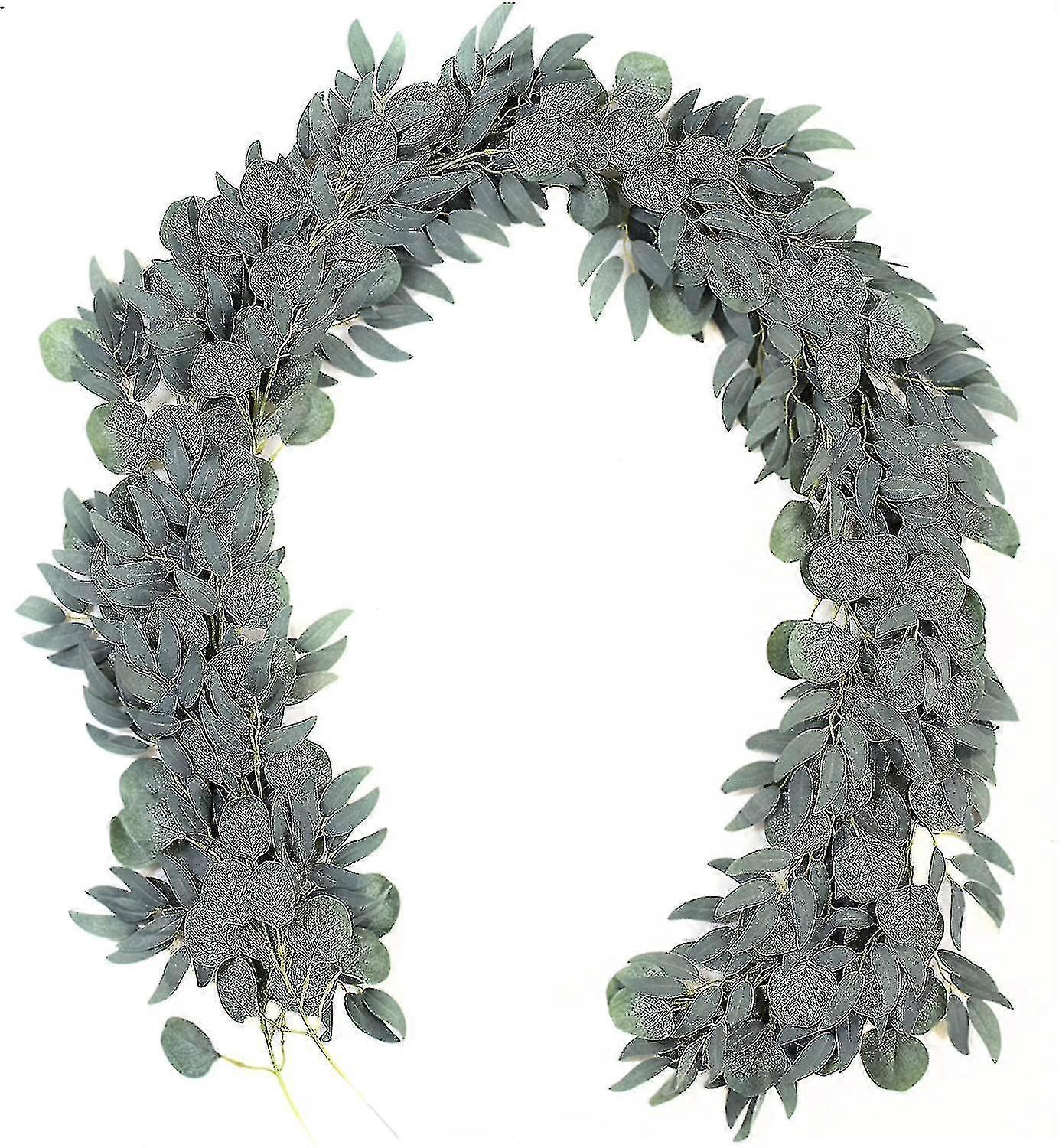 2パック - 人工ユーカリガーランドウィローバインズ、6.5 'ロングフェイクユーカリガーランドグリーン、シルバードルユーカリ葉フェイクグリーンリーガ