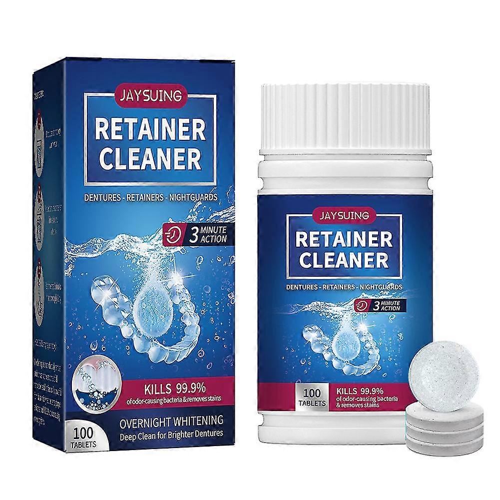 100PCS Dental-Denture Cleaning Tablets Effortlessly Cleanse Tablets for Clear Retainers