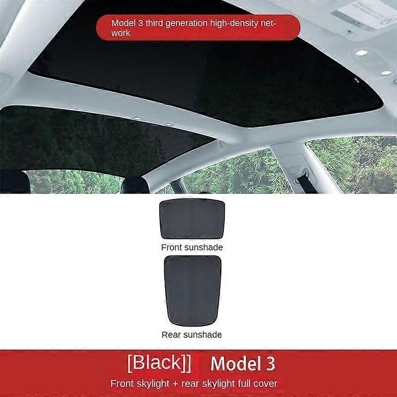 Tesla Model 3 Auto 2021 Kattoluukku Aurinkovarjot Lasi Edessä Takakattoikkuna Katto Aurinkovarjo Auton lisävarusteet