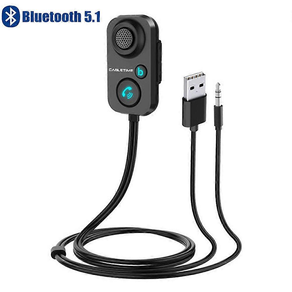 2 in 1 Bluetooth-compatible 5.1 Car Wireless Audio Adapter Stereo Transmitter Receiver 3.5mm Aux Adapter Handsfree Car Kit Mic