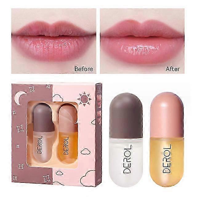 2pcs Day Night Lip Plumper Set 5ml Instant Volumising Lips Plumper Gloss kb