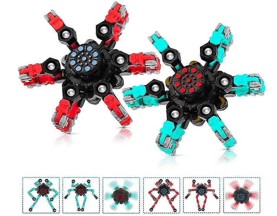 2pcs Fingertip Spin Top Toy,Fingertip Gyro Finger Hand Spinner Toy Spinning Top Focus Toy with Transformable Chain Mechanical Spiral Twister Stress Re