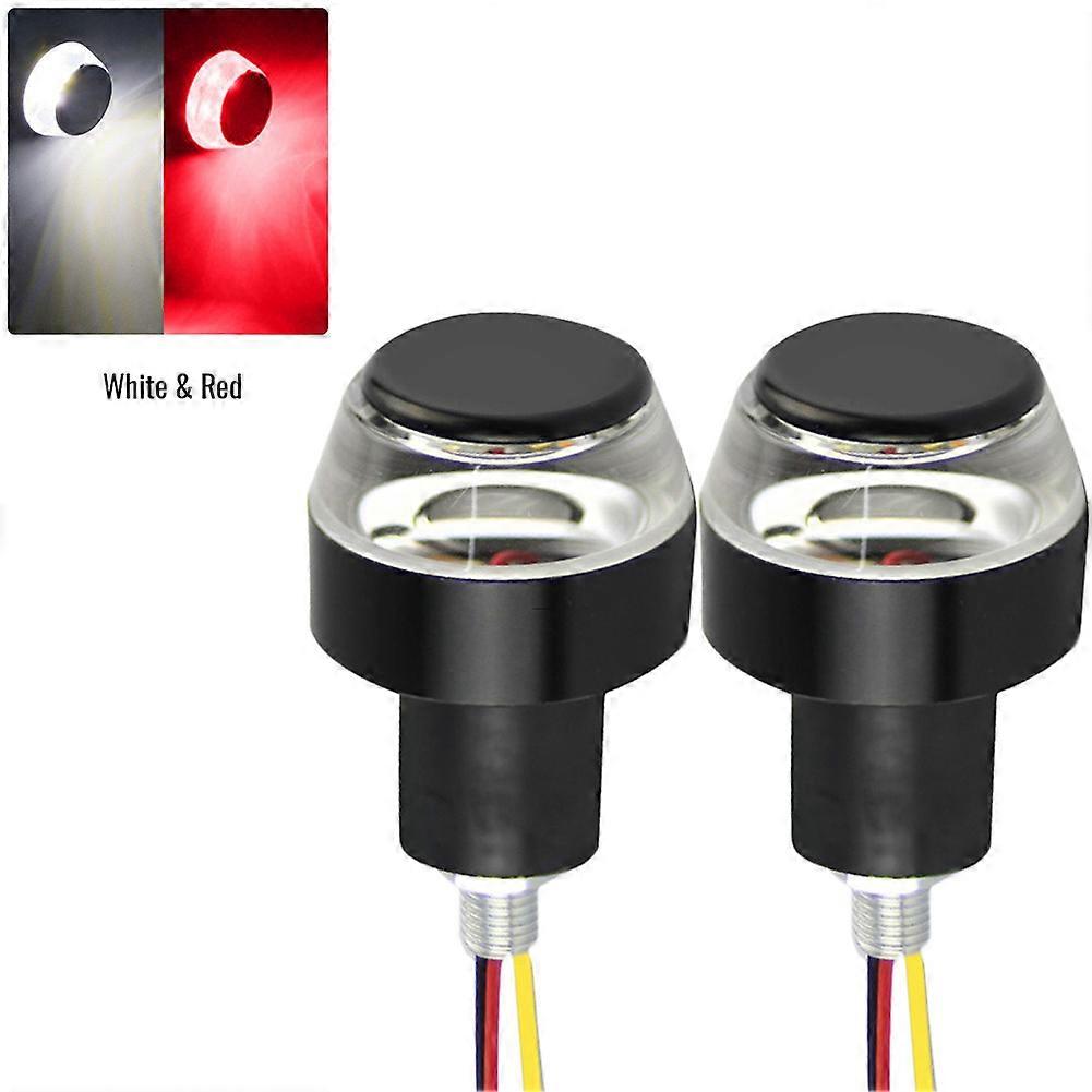 2pcs 12V Motorcycle LED Handlebar End Turn Signal Light White Yellow Flasher Handle Grip Bar Blinker Side Marker Lamp Lighting
