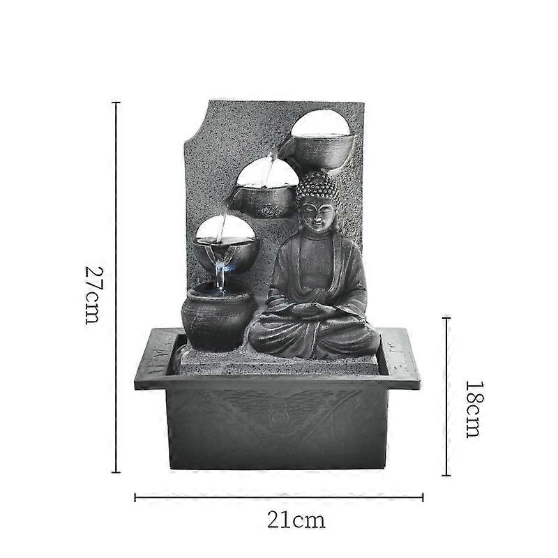 Buddha Tabletop Waterfall Fountain Fengshui Meditation Relaxing Indoor Decoration Waterfall Kit with Circular Water Flow & Led