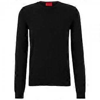 Men's Hugo Boss Hugo San Cedric-M1 Fine Knit Wool Crew Neck Jumper Black 001 50476832