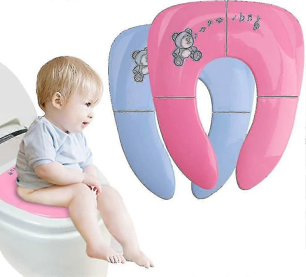 طوي مقعد المرحاض المرحاض الحد من السلامة المحمولة وعاء الأطفال مرحاض المسافرين غطاء الغرفة نايغوريان وحقيبة تخزين لطفل رضيع فتاة، الأزرق A