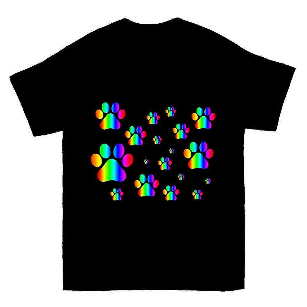 Rainbow Pawprint Pattern T-shirt