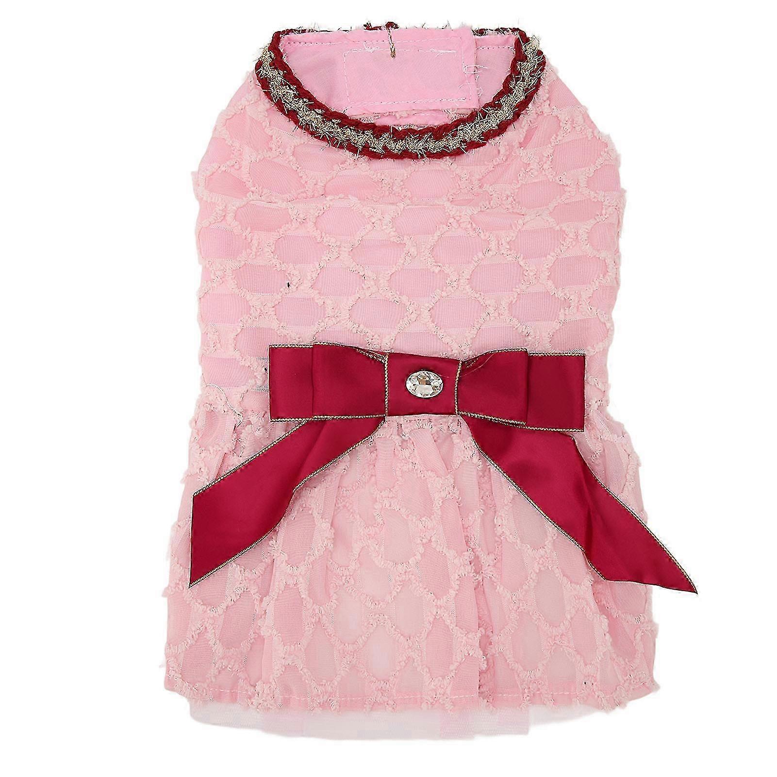 Dog Dress Cute Soft Summer Beach Puppy Princess Dress with Bowknot XL Hook and Loop Closure Pink