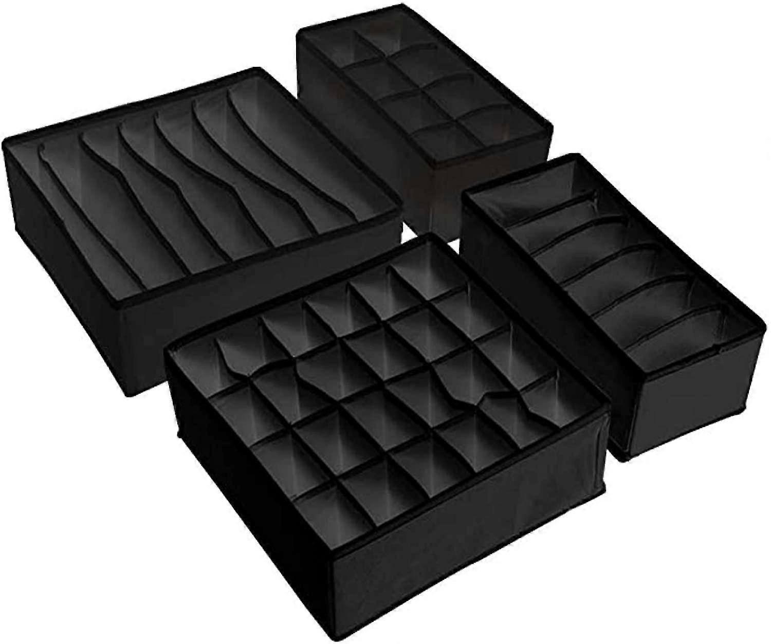 Underwear Drawer Organizer 4 Set Foldable Underwear Sock Drawer Organizer And Closet Dividers,storage Box For Clothes, Socks, Underwear 4 Set Black
