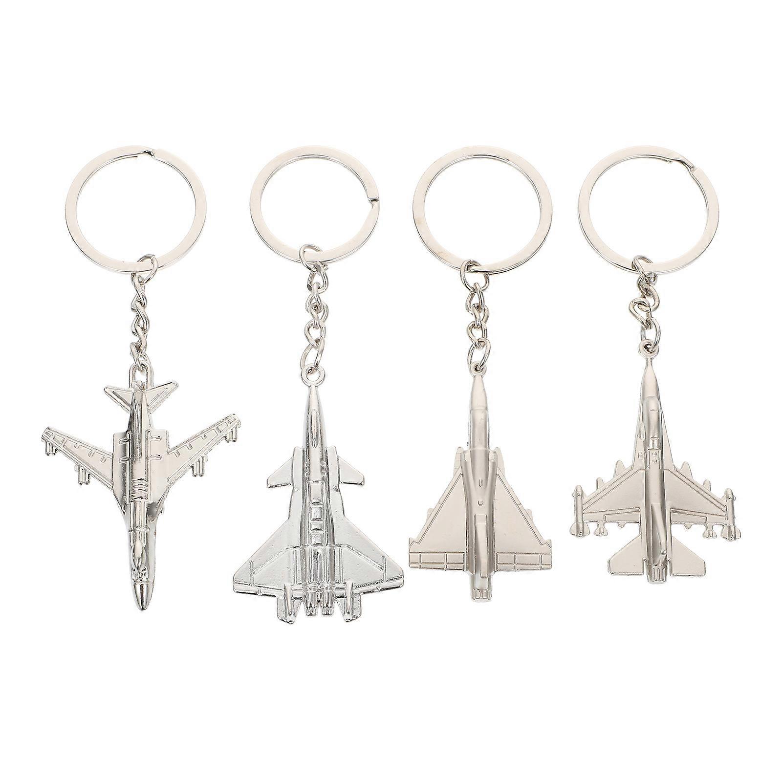 4 Pcs Metal Keychain Airplane Keychain Glider Key Chain Airliner Key Chain Purse Keychain