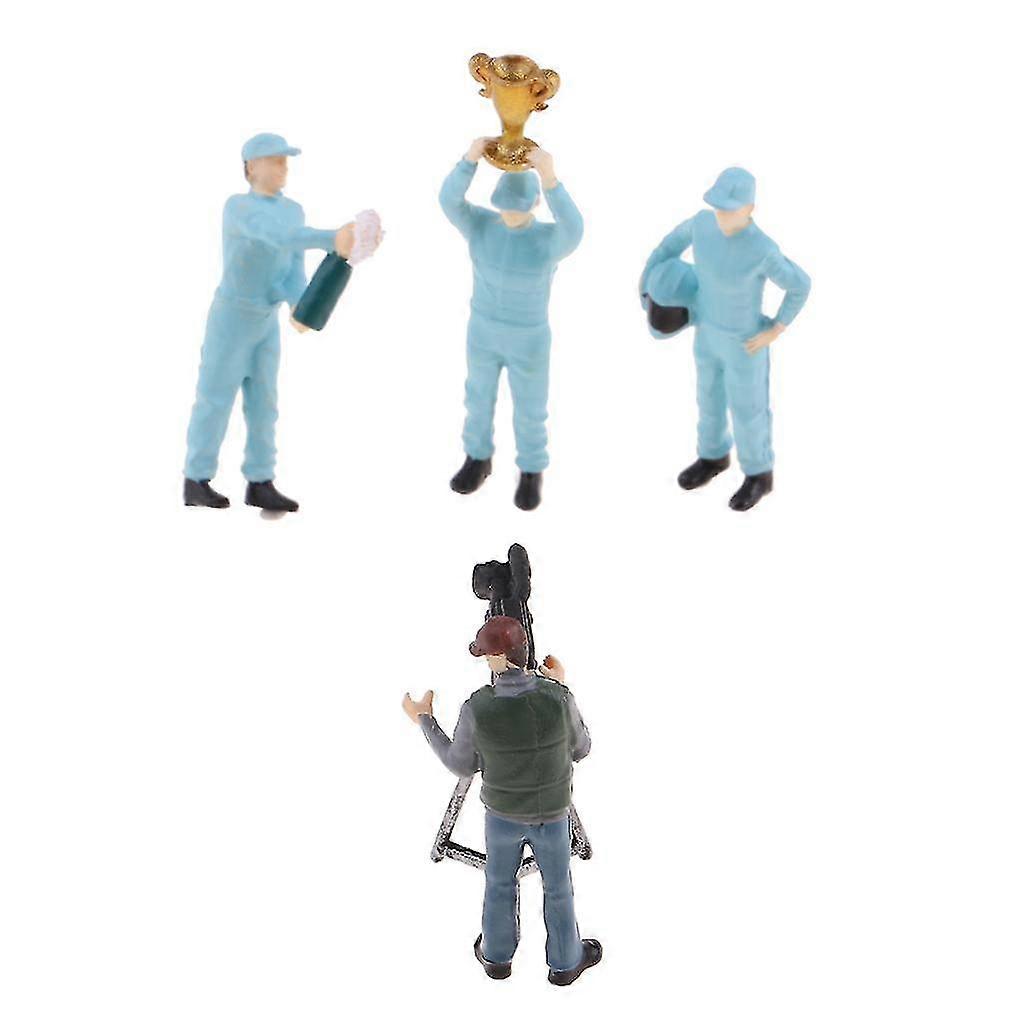 1:64 Race Car Driver Photographer Figures For Siku Sand Table Scene - Blue