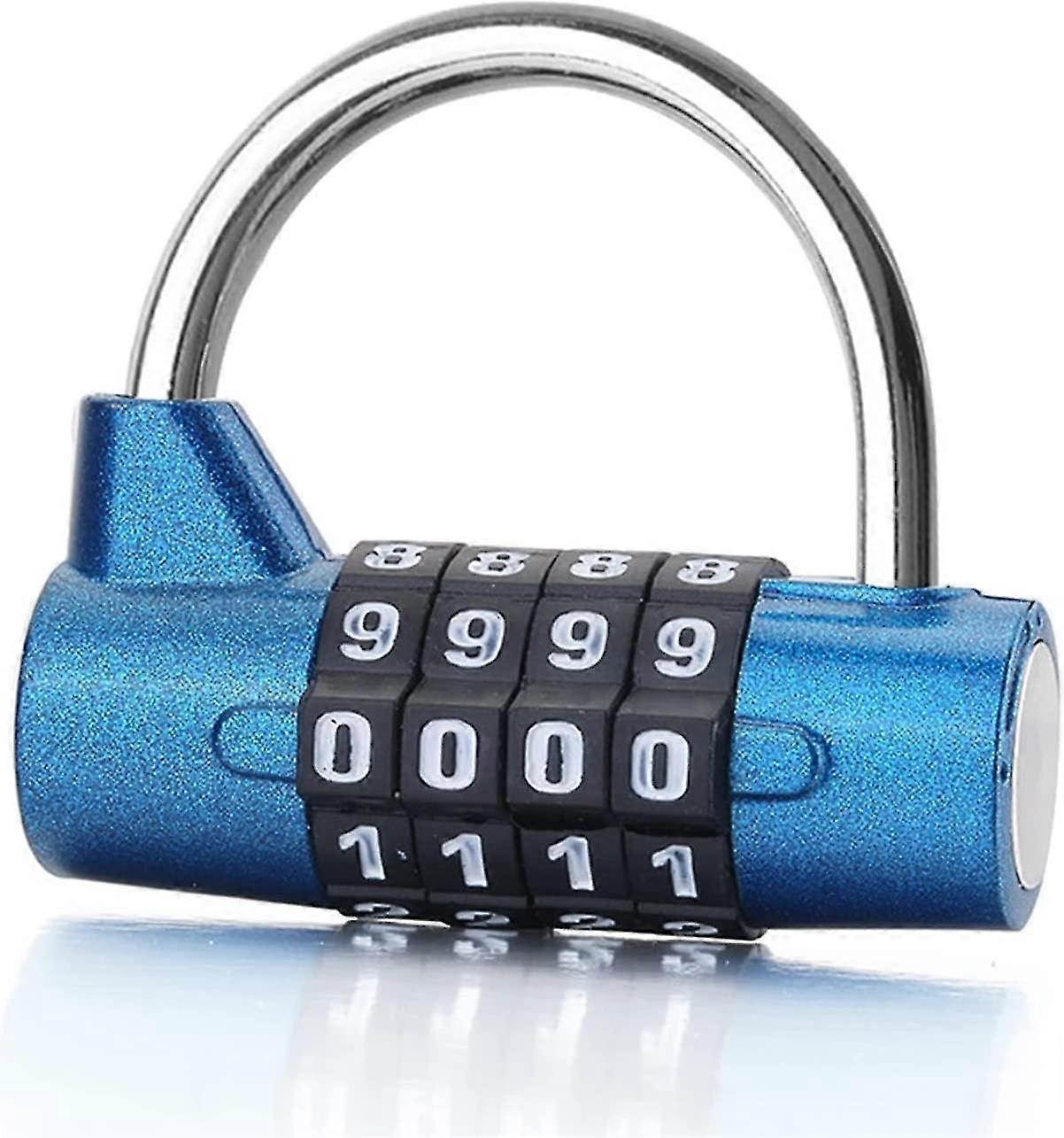 Piece 4 Digit Combination Padlock, Gym Locker Lock, 54mm Resettable Rust Resistant Padlock, U Shape Security Combination Lock (blue)
