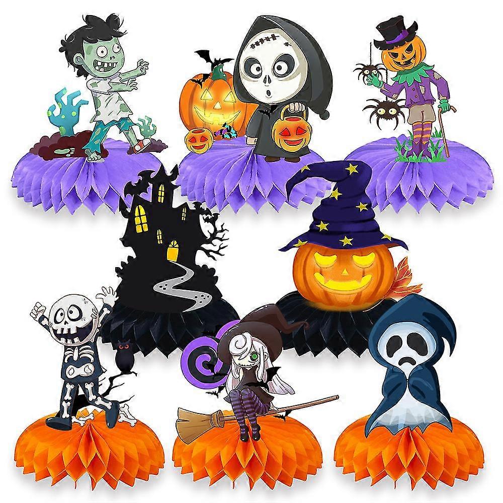 8 Pcs Centerpieces Table Decoration Halloween Honeycomb Toppers For Themed Party