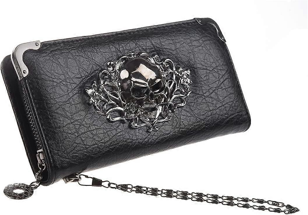Skull Wallets for Women Zip Around Clutch with Credit Card Holder