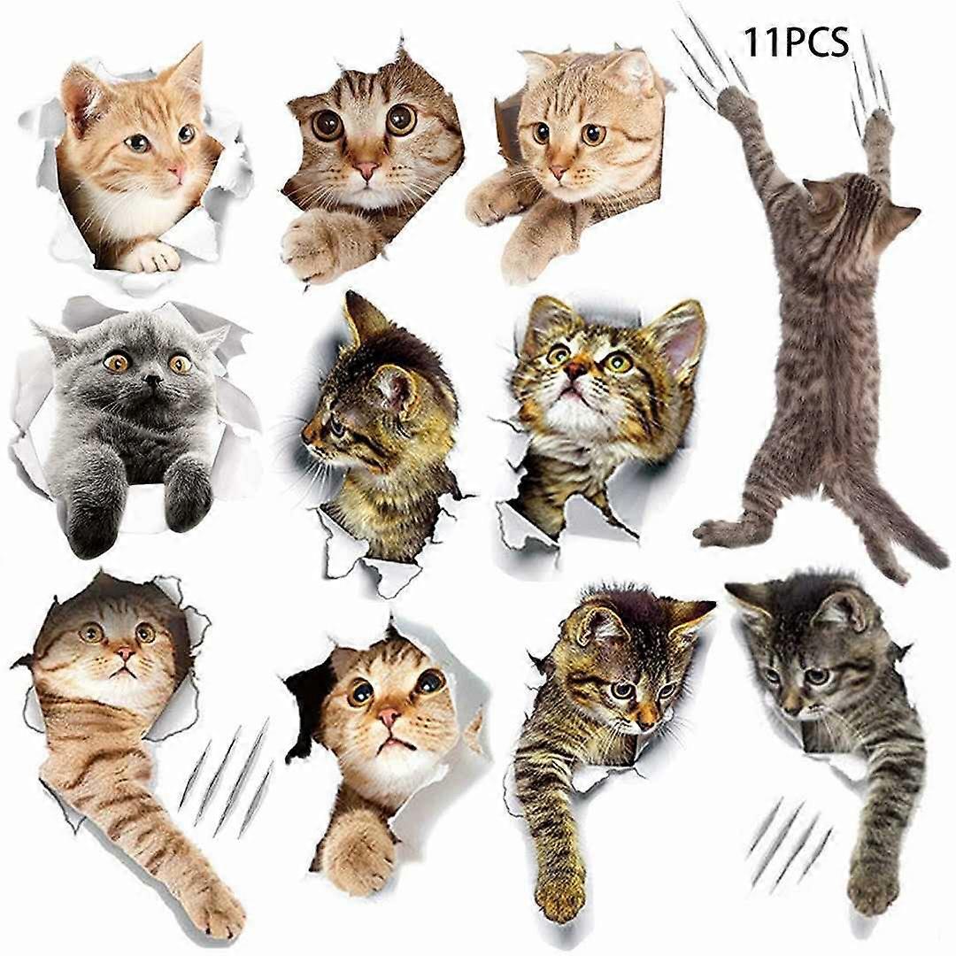 (11pcs) 3D Cat Car Stickers Decal / Sticker For Window, Truck, Car, Laptop Or Ipad