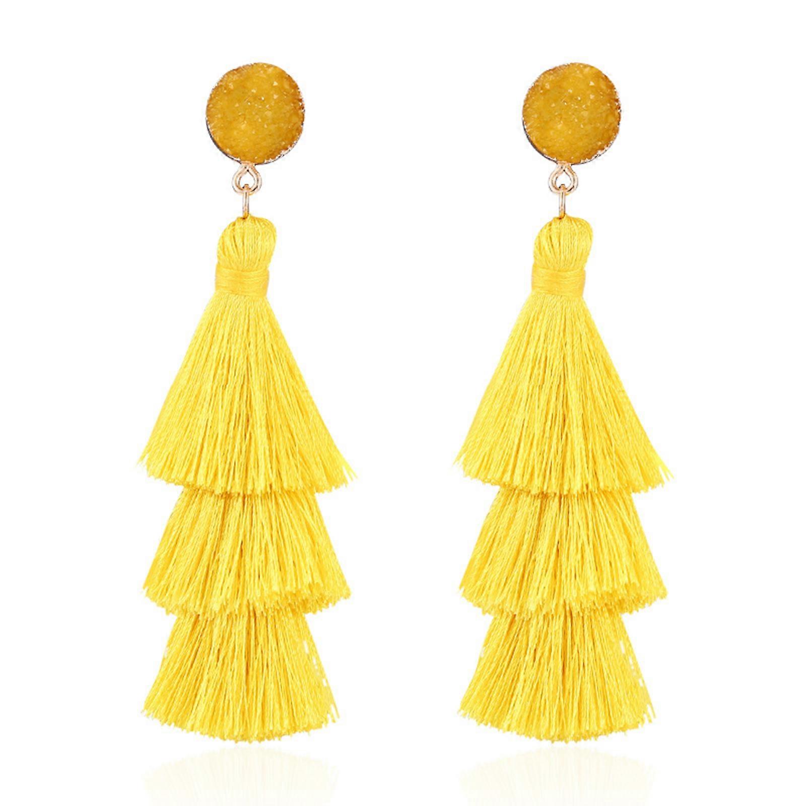 2023 New Upgraded  Fashionable Fringed Earrings Tassels Ornament 3 Layers Bohemian Alloy 1 Pair