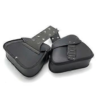 NICECNC Motorcycle Leather Saddlebags – 25L Capacity, Black Faux Leather, Water-Resistant, Fit Harley Softail 883 1200 XL & Most Cruisers