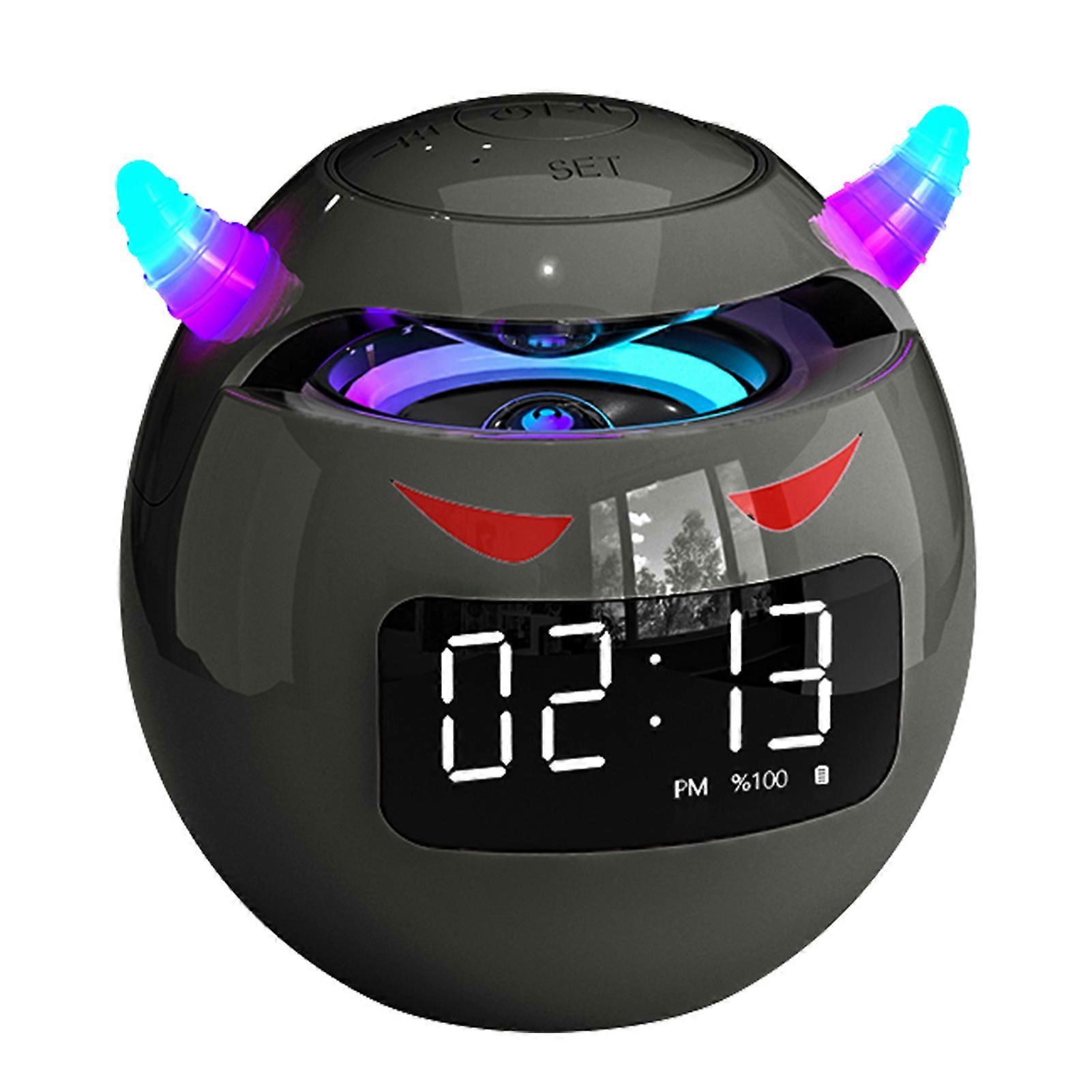 2022 Latest Little Devil Blue tooth Speaker Clock Alarm Clock Audio Mini Subwoofer Can Insert Into The 32GB TF Card Music Player