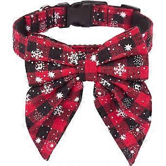 Christmas Dog Collar With Bow, Adjustable Cotton Red Bowtie Dog Christmas Collars For Small Medium Large Dogs Pets