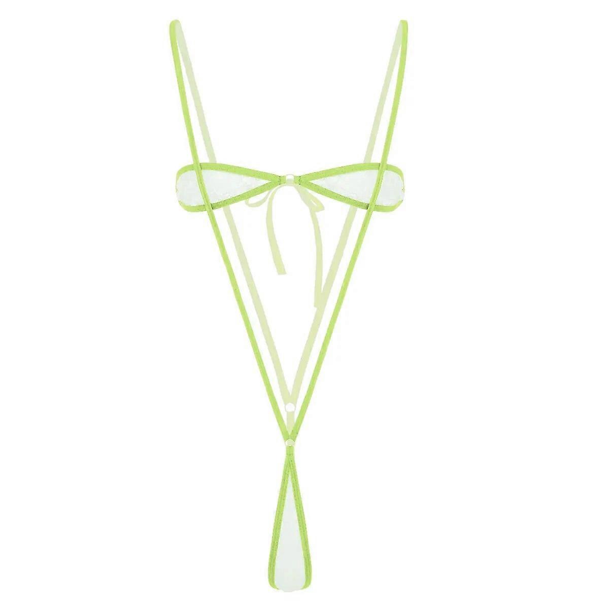2 Adet Bayan Mikro Mini Şeffaf Dantel Bikini İç Çamaşırı Seti Straplez Kravat Tüp Sütyen Bandeau Üst Askı Tanga G-String Külot