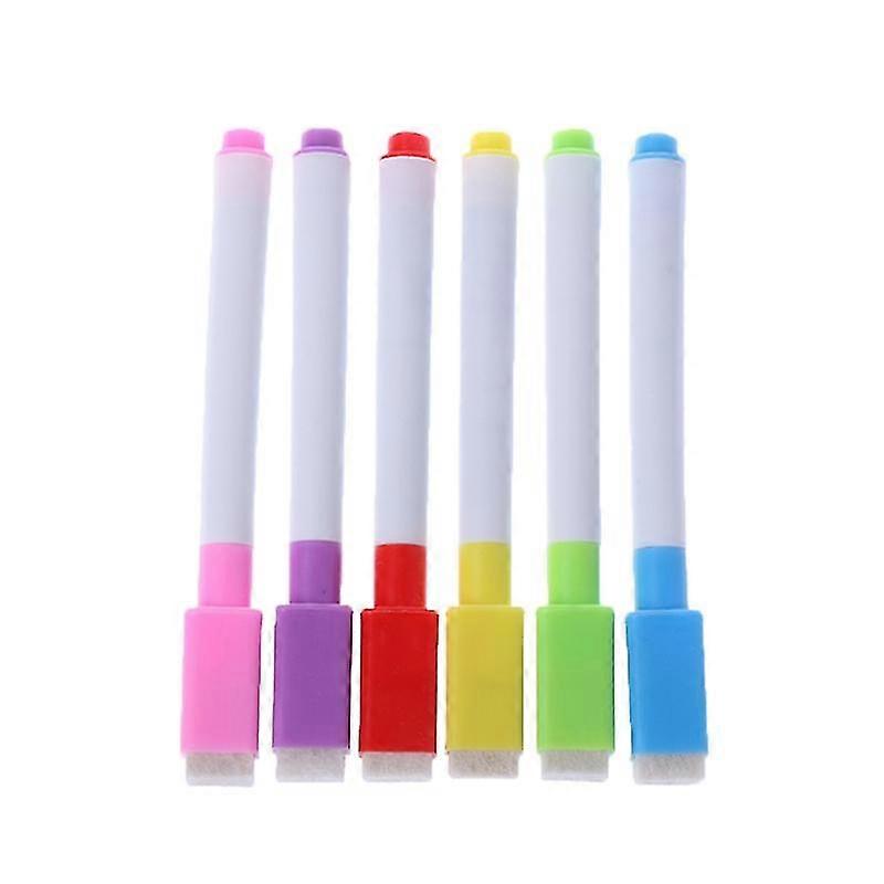 6pcs/set Whiteboard Erasable Marker Pen With Eraser School Supplies