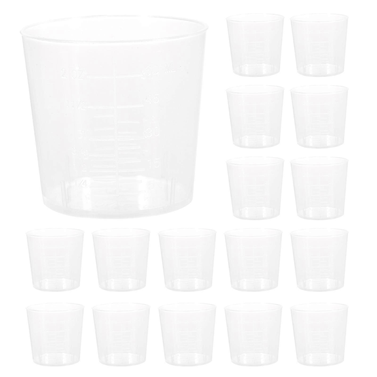 20 st 60 ml plast examensbägare, mätbägare, måttkoppar och behållare för matlagningsvätska, färgblandningskopp