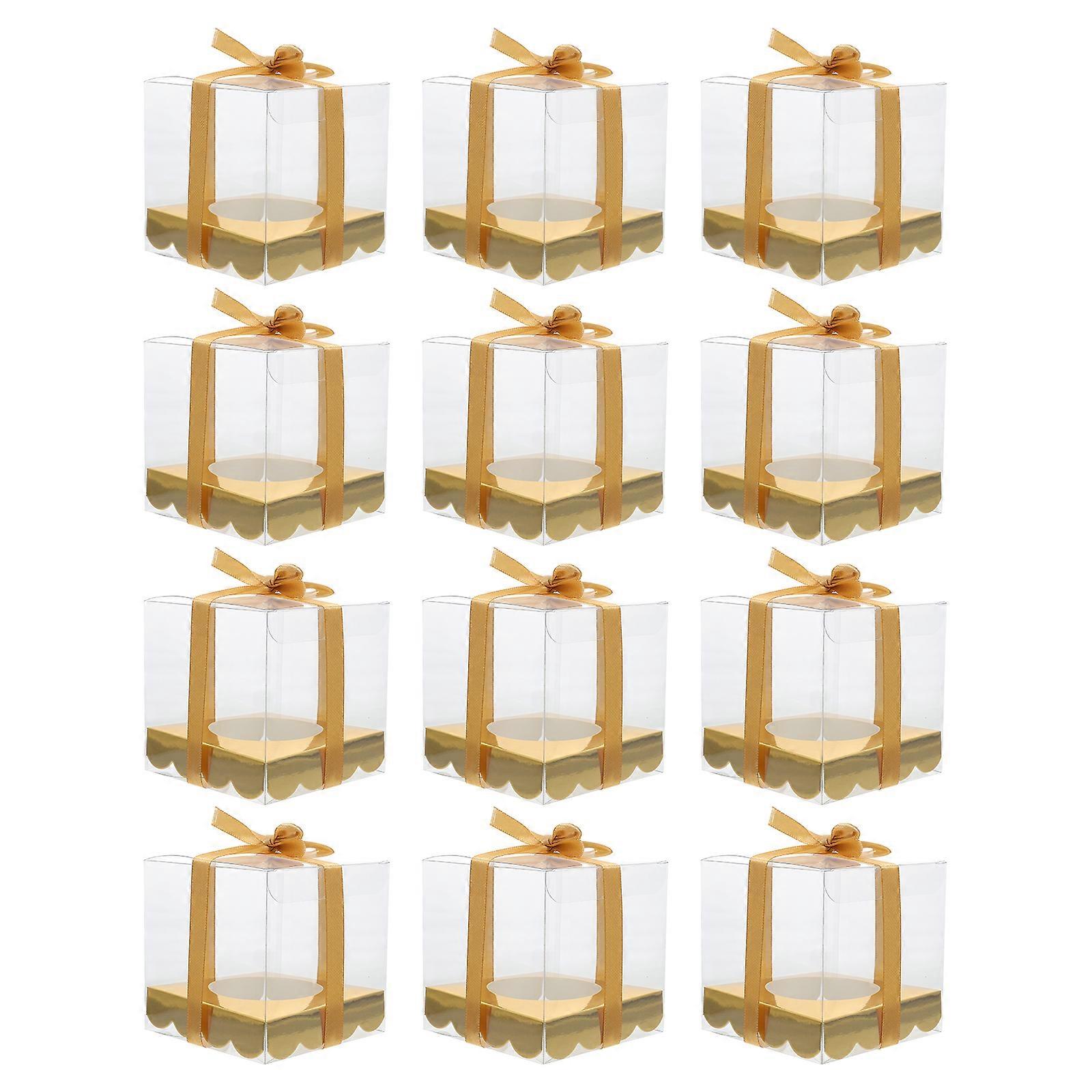12pcs Transparent Cake Boxes Plastic PET Plastic Boxes Cake Package Boxes for Bakery Party