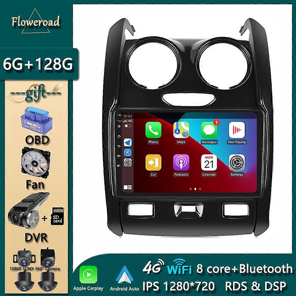 2din Carplay For Renault Duster 2015 - 2018 Car Radio Multimedia Player Android 12 Navigation GPS Stereo Monitor Head Unit Video