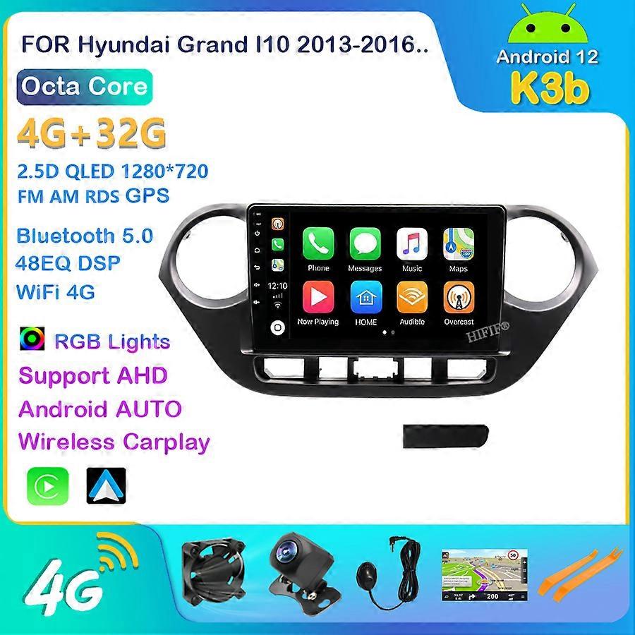 9'' QLED 1280*720P Car Radio For Hyundai Grand I10 2013-2016 Android 12 Auto Multimedia Touch Screen Navigation GPS No 2Din