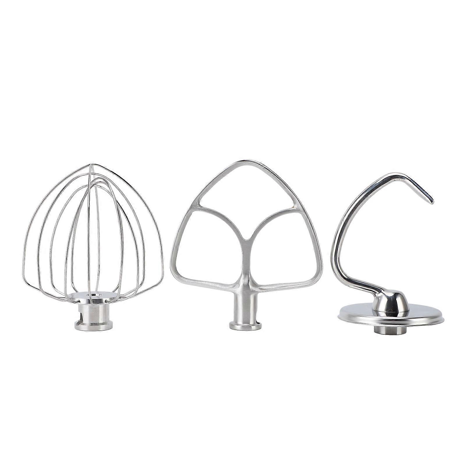 3Pcs Stand Mixer Attachment Stainless Steel Flat Beater Dough Hook Wire Whip Tilt Head Stand Mixer Accessories for Kitchen