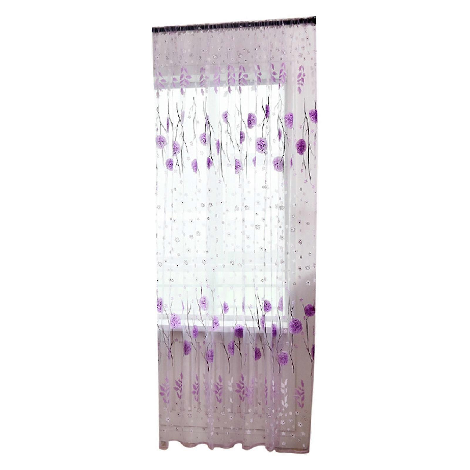 1 Sheet Window Gauze Transparent Durable Polyester Elegant Floral Printing Window Tulle Curtain Home Decoration
