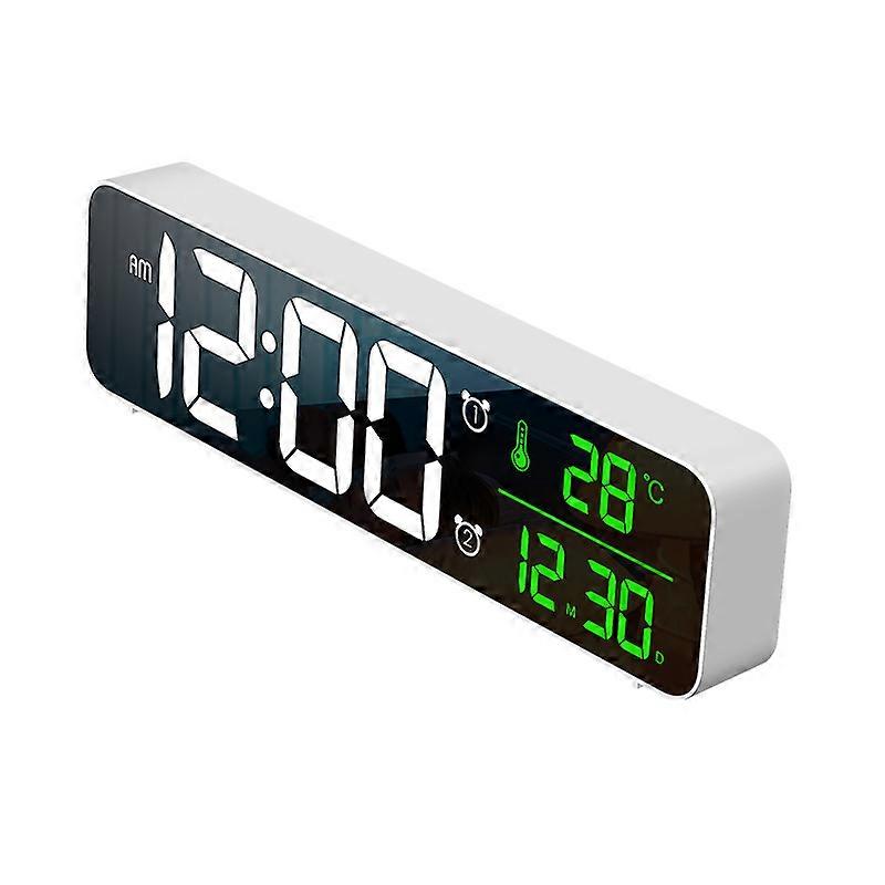 Home Digital Alarm Clock Large LED Mirror Display Temperature Date Bedside Wall ClockSH