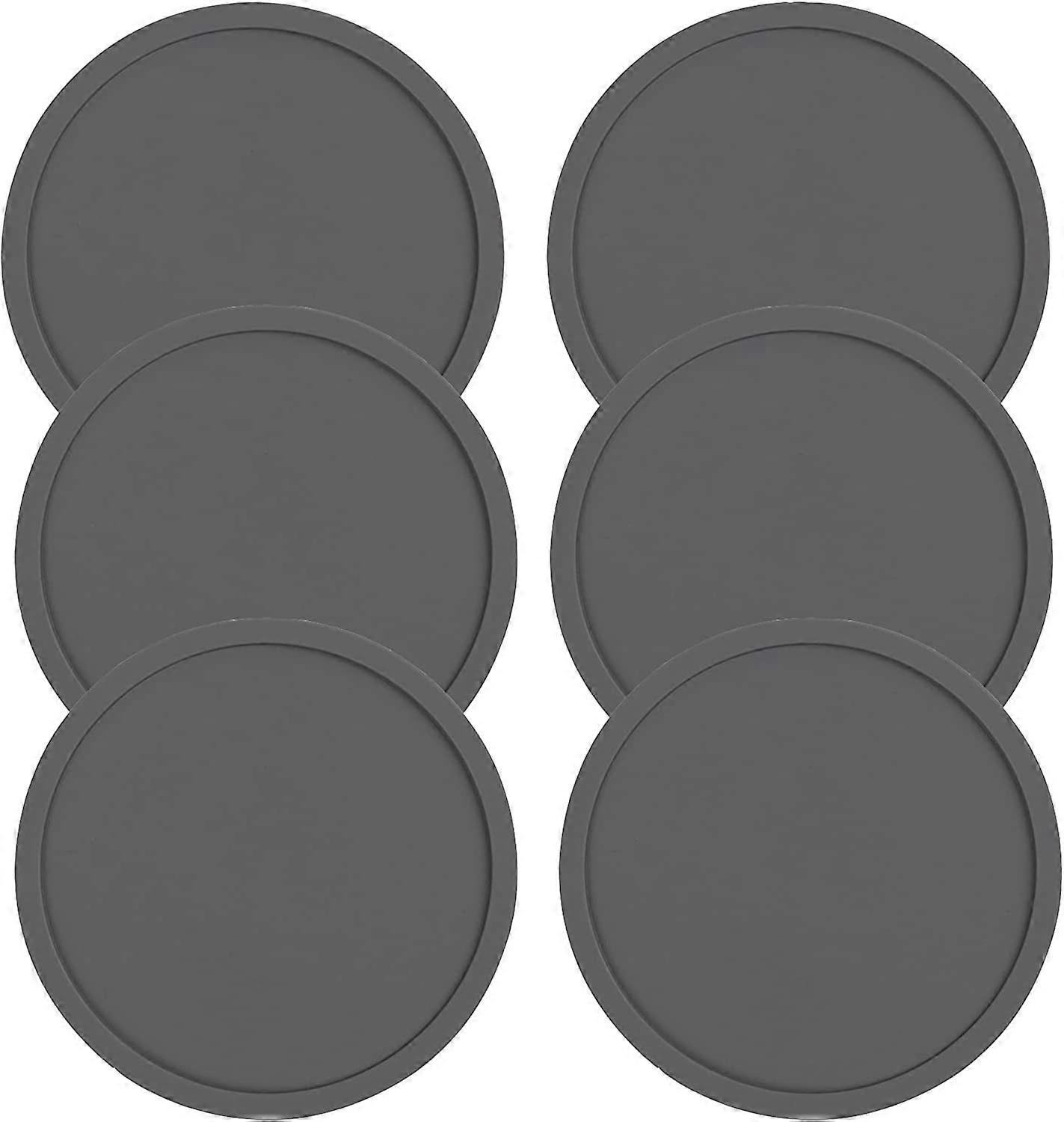 6 Pezzi Sottobicchieri In Silicone Con Supporto Sottobicchieri Rotondi In Gomma Antiscivolo Grigi Per Feste, Casa, Ufficio