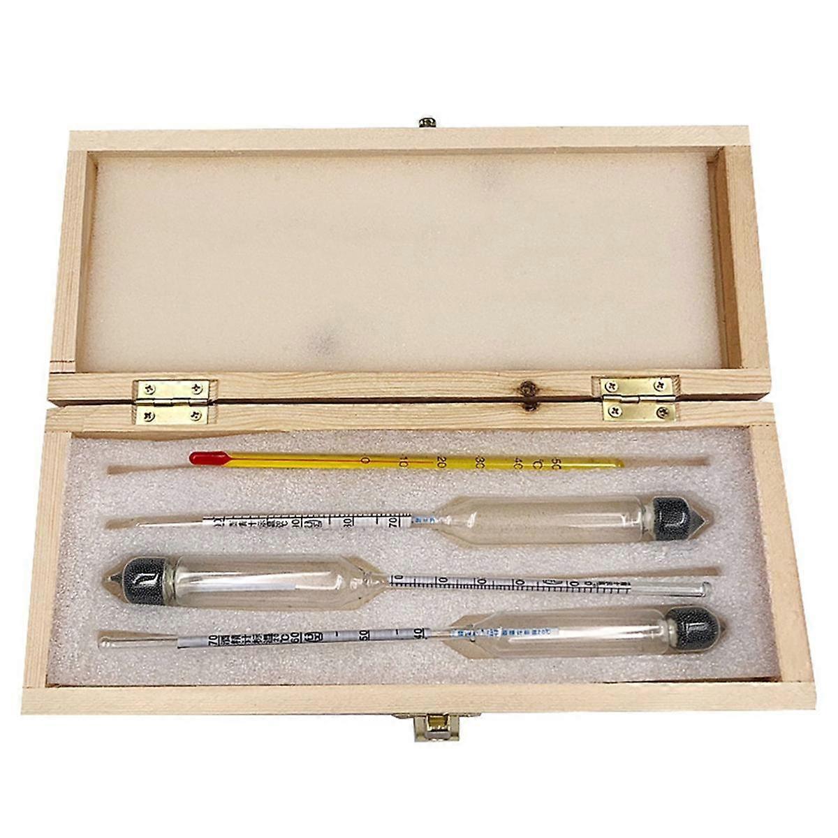 Präzises Alkoholmessgerät, Konzentrationsmessgerät, Weinmesswerkzeug-Set, Wodka-Whiskey-Hydrometer, Messgerät in Holzbox