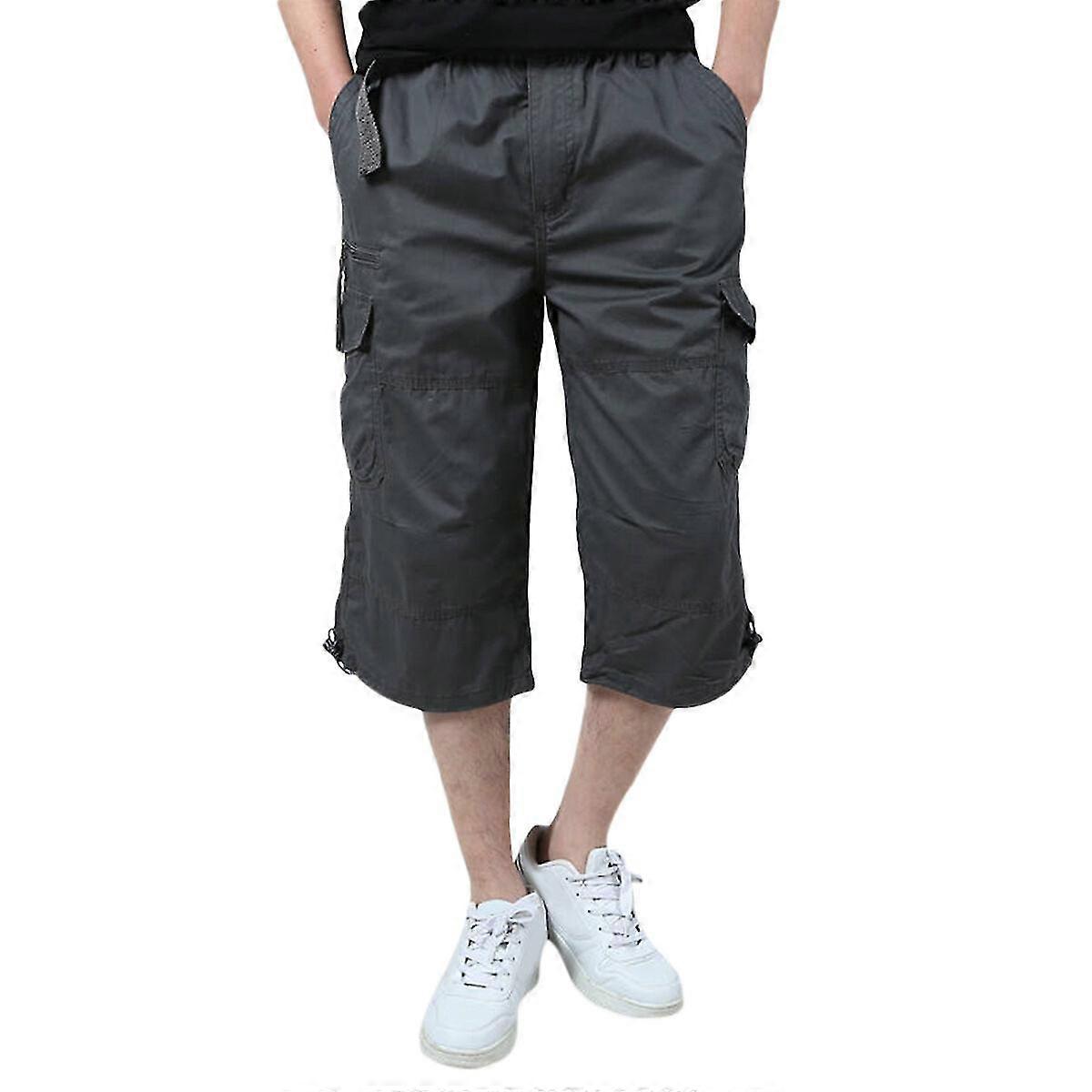 Mens Multi-Pocket Cargo Cropped Pants