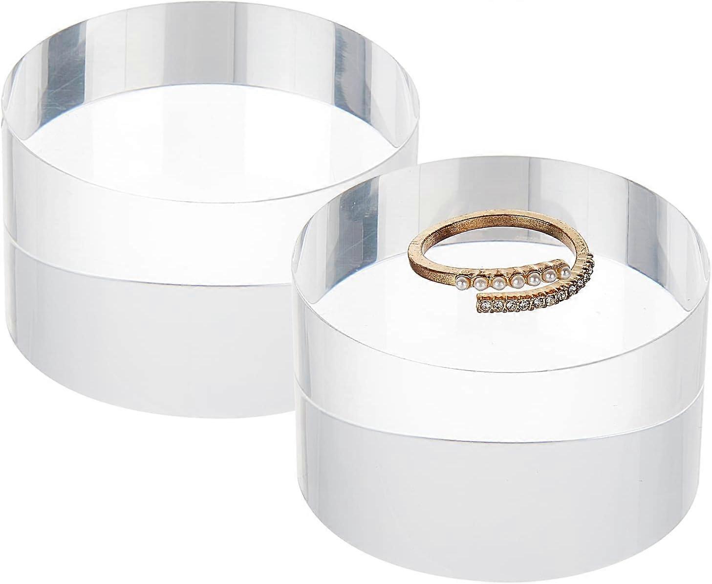 2pcs Clear Acrylic Display Base Clear Acrylic Round Cylinder Display Riser Clear Column Display Pedestal Stand for Souvenirs Models Statues Display 1.